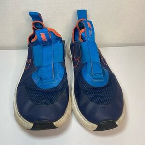 Nike Flex Runner Slip On Sneakers Size 4Y in Blue with Orange Trim